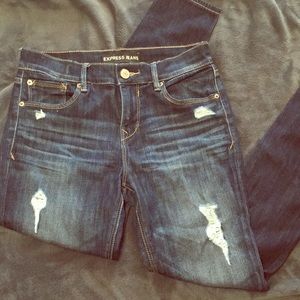 Express Dark Wash Ripped Jeans
